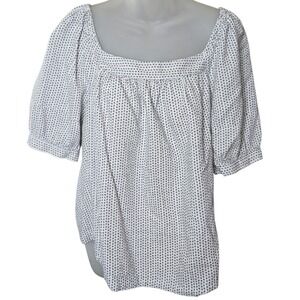 Ann Taylor Loft Womens Linen Blend Milkmaid Top Size Large Square Neck Prairie